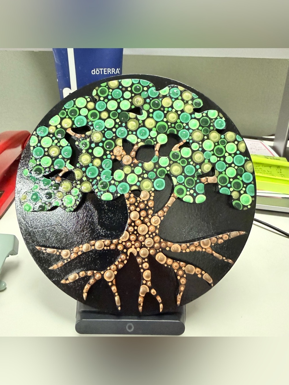 Green & Brown Tree of Life hand painted decoration